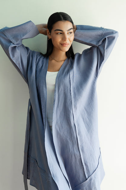 Flow Linen Cardigan in Bright Blue