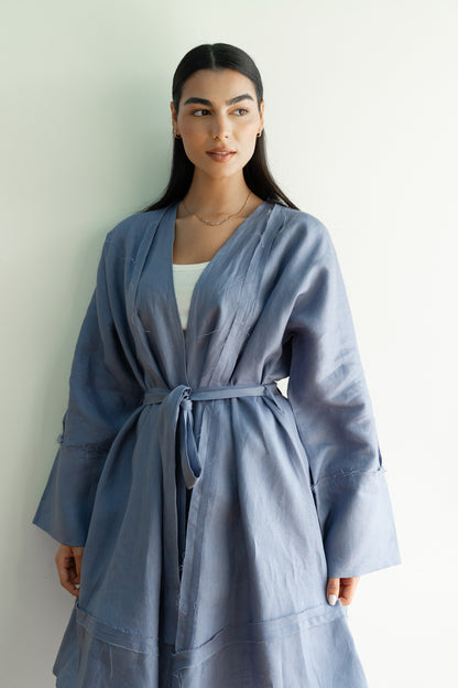 Flow Linen Cardigan in Bright Blue