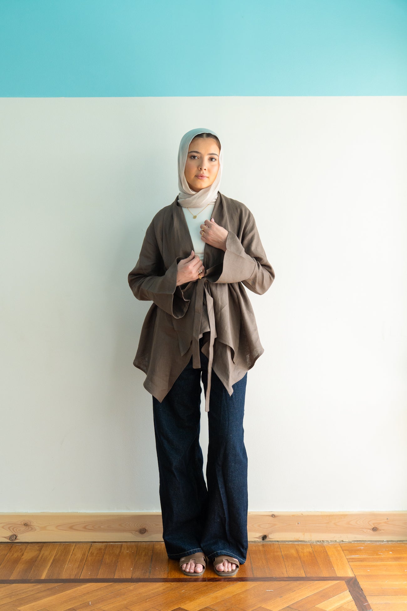 Everyday Linen Cardigan in Brown