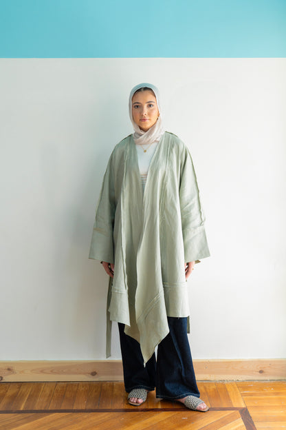 Flow Linen Cardigan in Sage