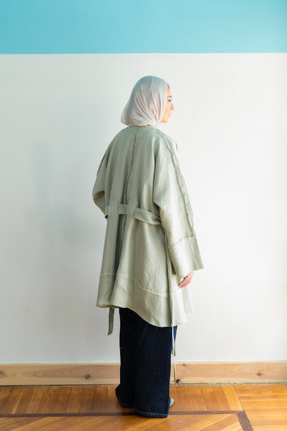 Flow Linen Cardigan in Sage