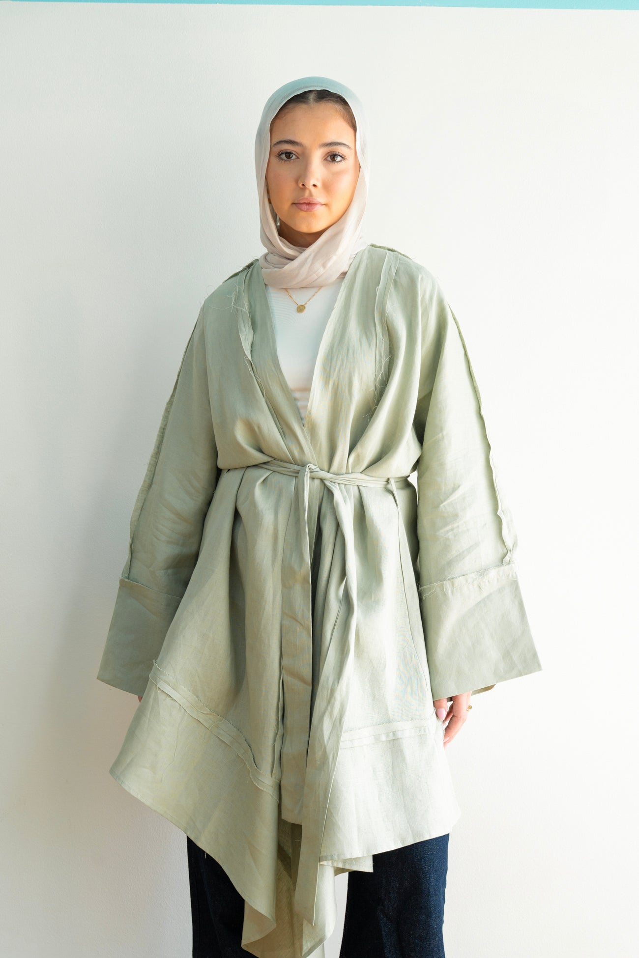 Flow Linen Cardigan in Sage