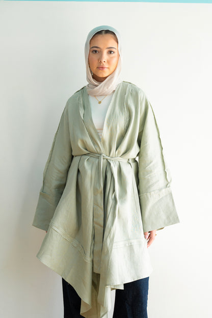 Flow Linen Cardigan in Sage