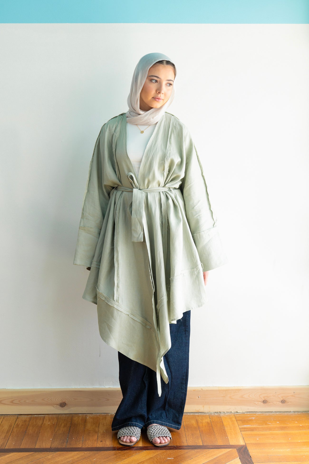 Flow Linen Cardigan in Sage