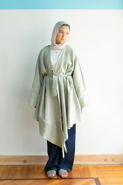 Flow Linen Cardigan in Sage