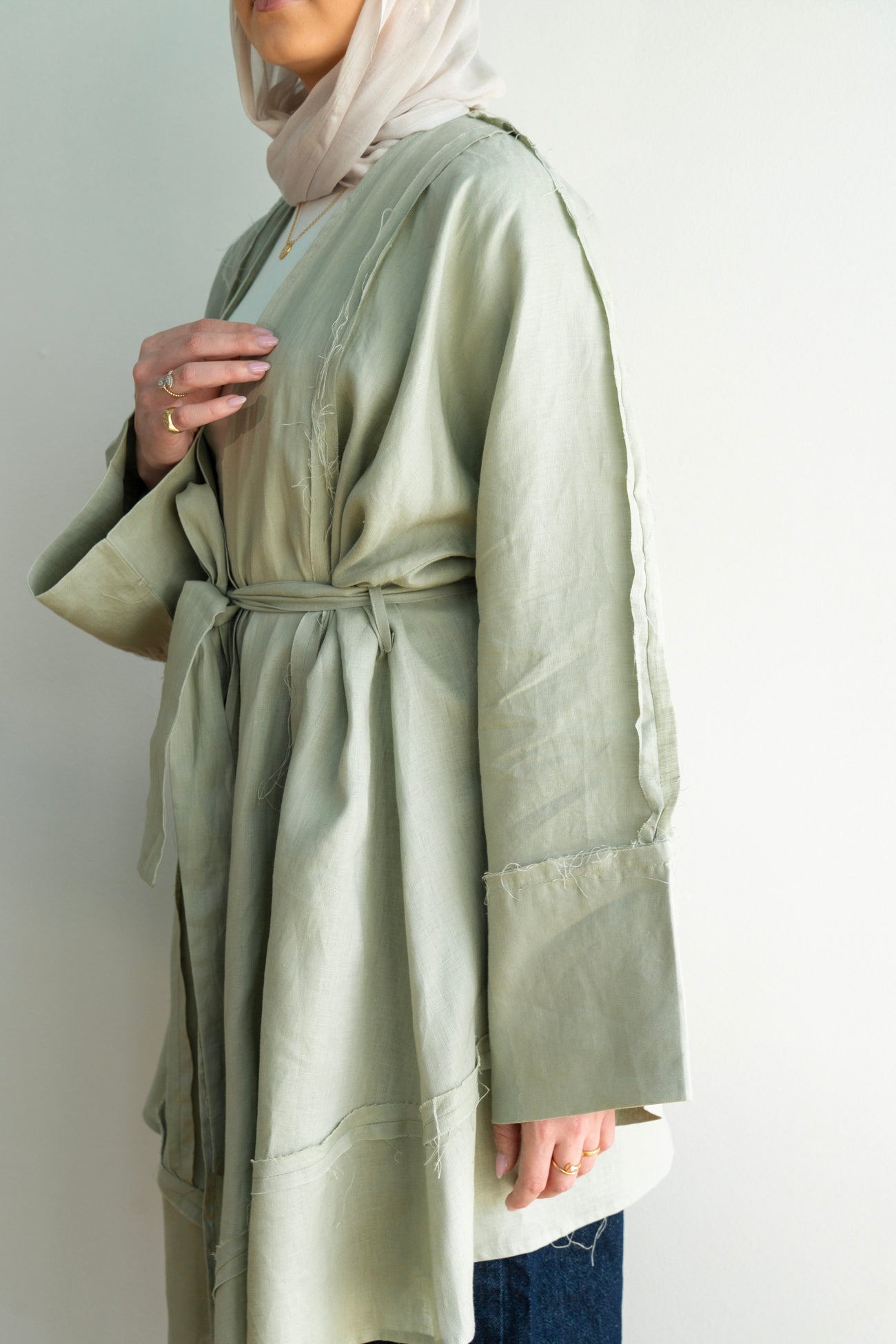 Flow Linen Cardigan in Sage
