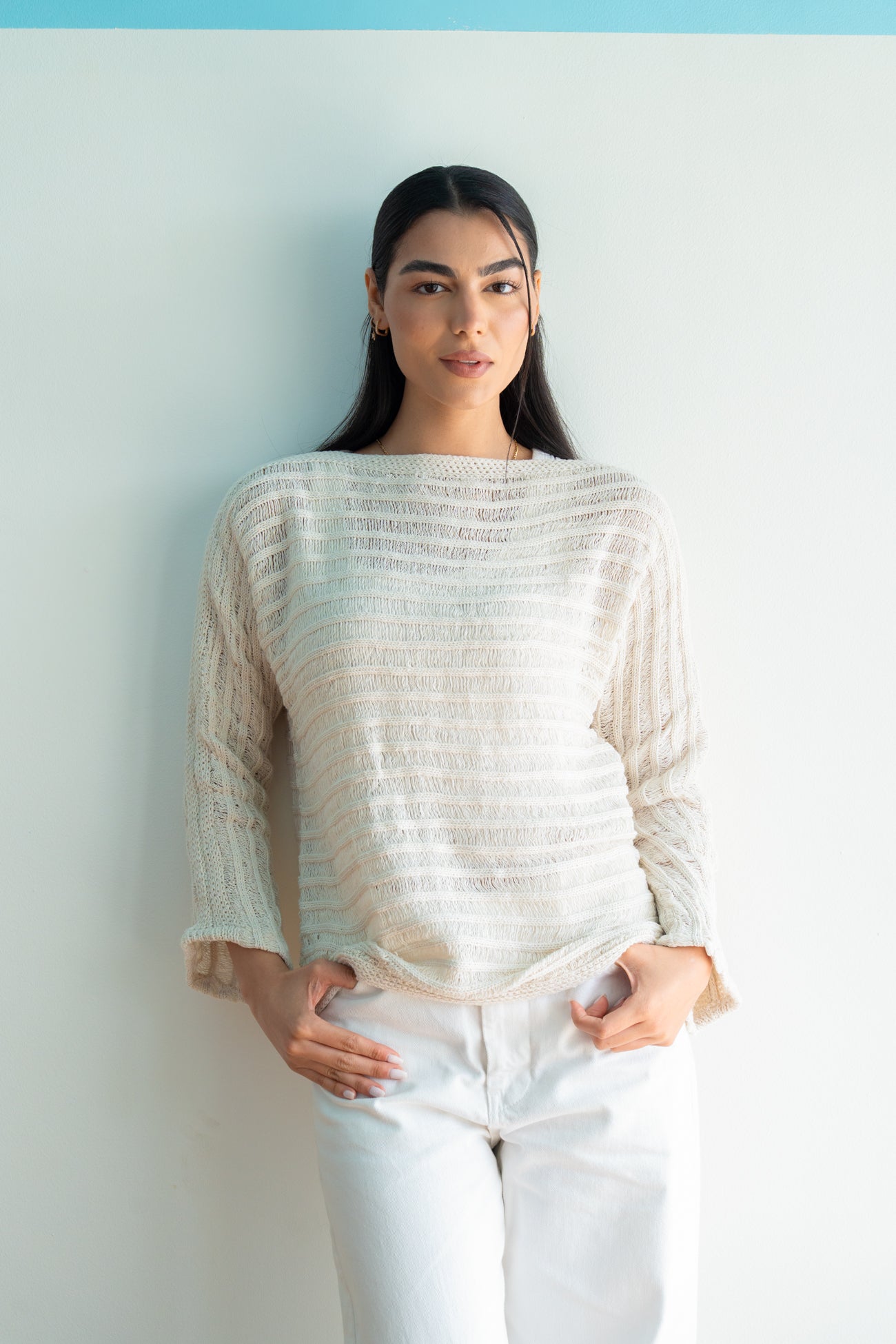 Textured Knit Top in Offwhite