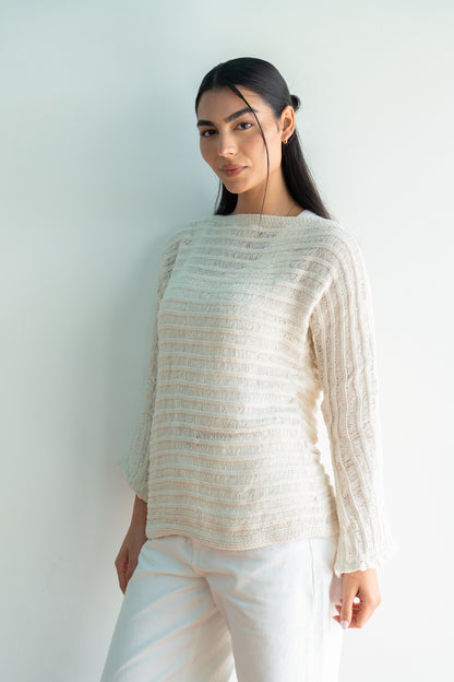 Textured Knit Top in Offwhite