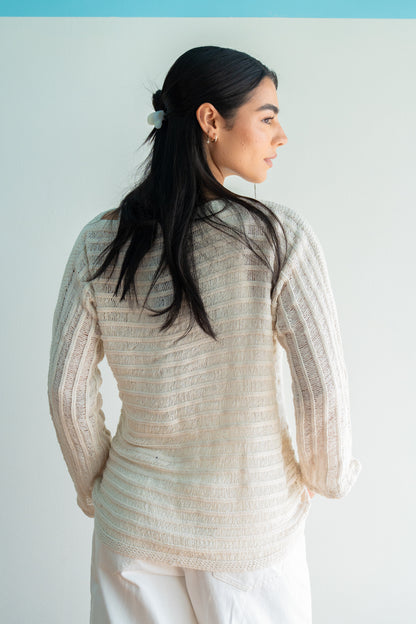Textured Knit Top in Offwhite