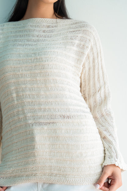 Textured Knit Top in Offwhite