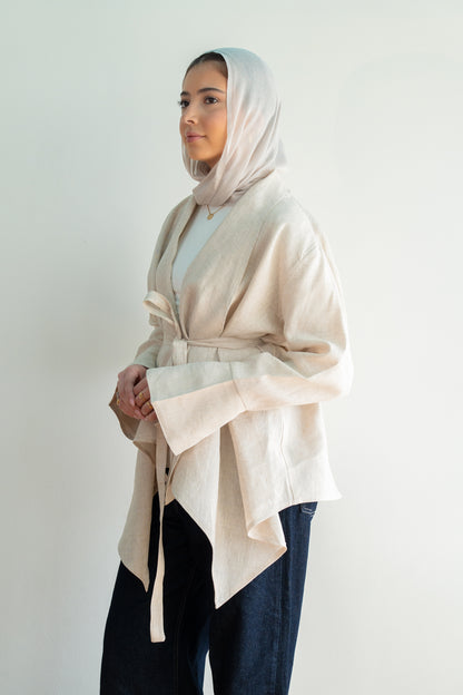 Everyday Linen Cardigan in Beige