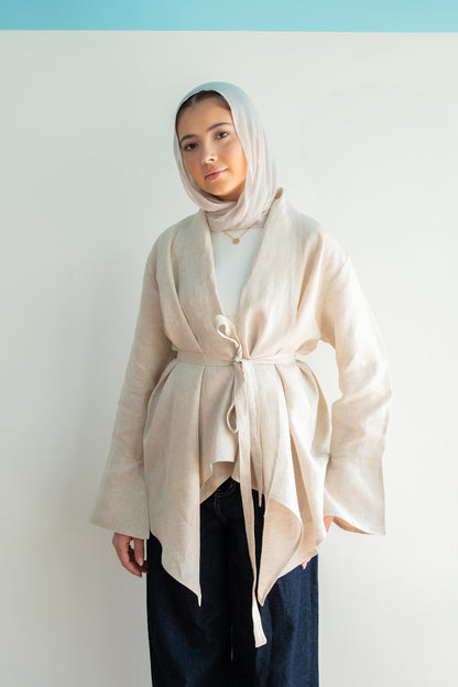 Everyday Linen Cardigan in Beige