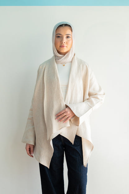Everyday Linen Cardigan in Beige