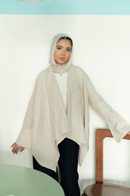Everyday Linen Cardigan in Beige