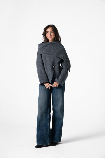 Glam Scarf Jacket in Grey