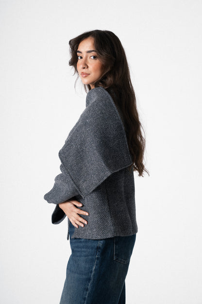 Glam Scarf Jacket in Grey