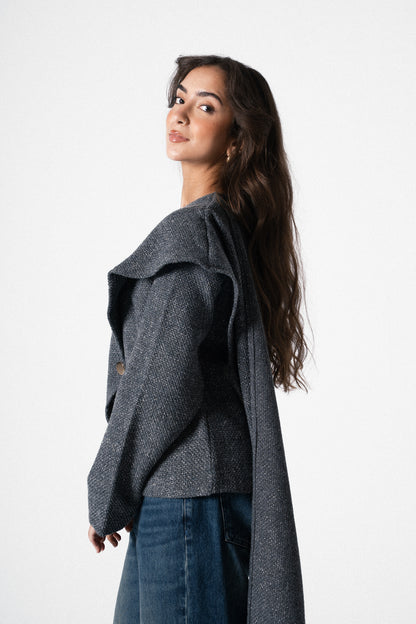 Glam Scarf Jacket in Grey