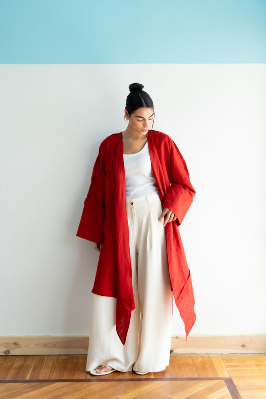 Flow Wide-Leg Pants in Creamy Offwhite