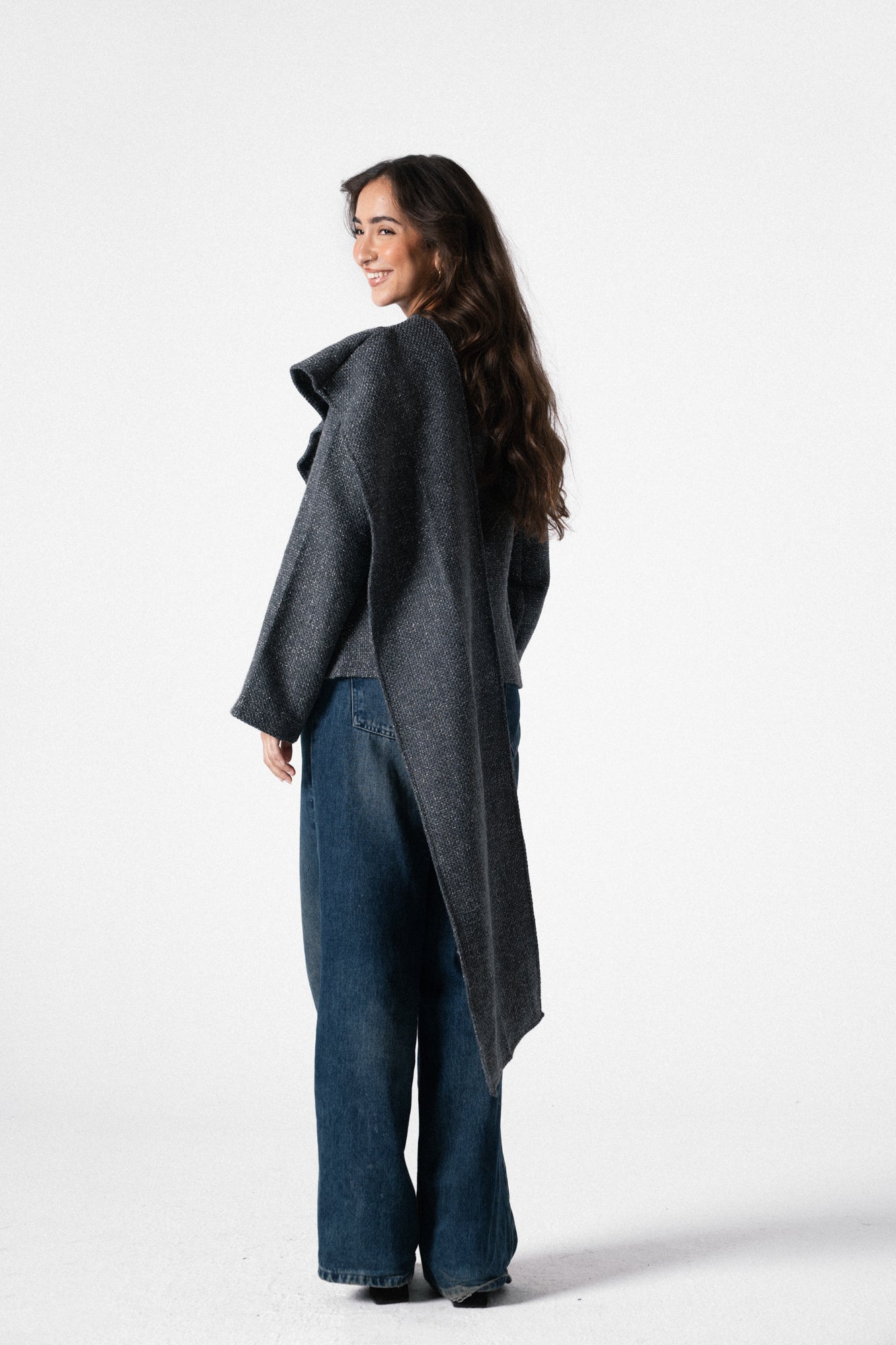 Glam Scarf Jacket in Grey