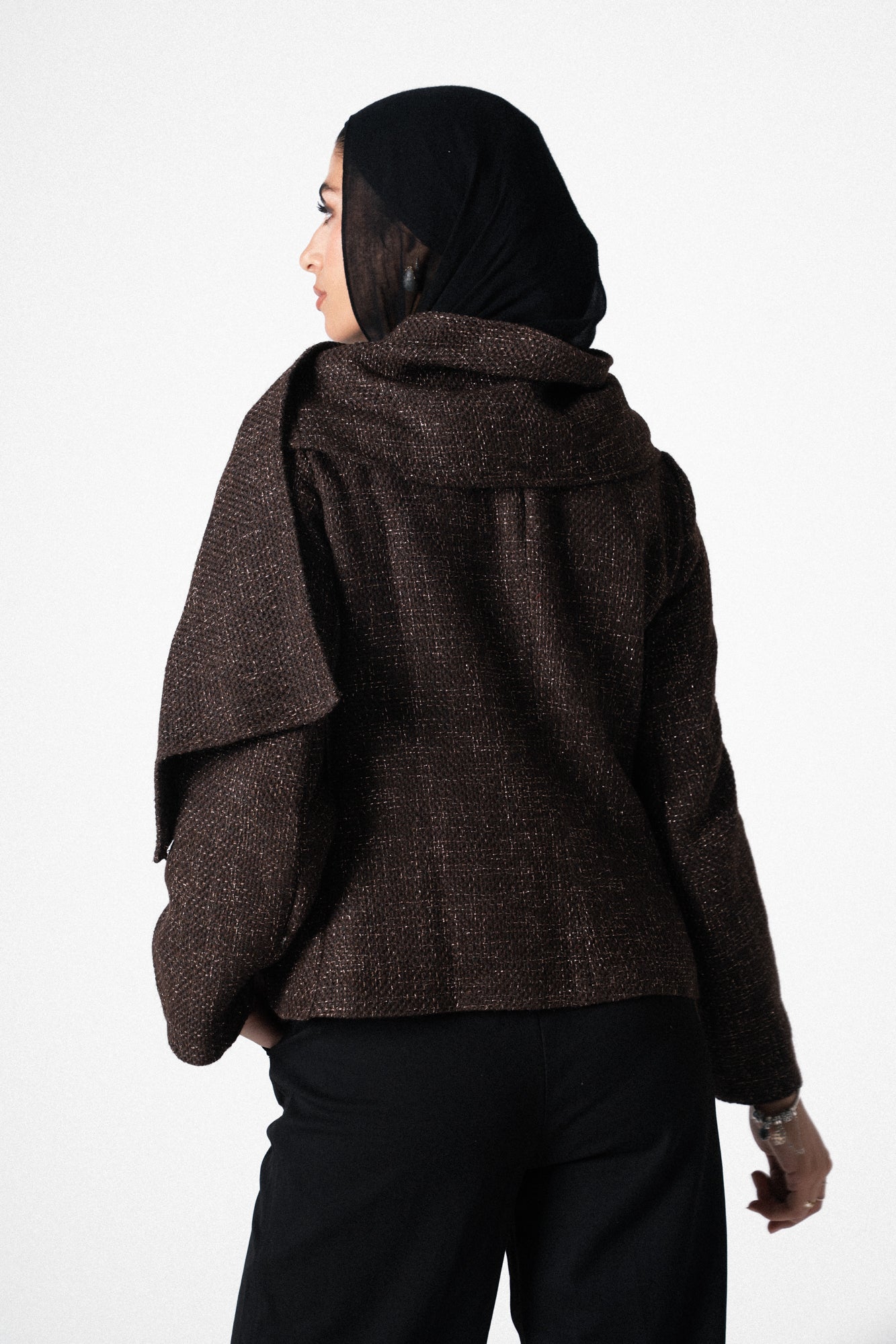 Glam Scarf Jacket in Brown