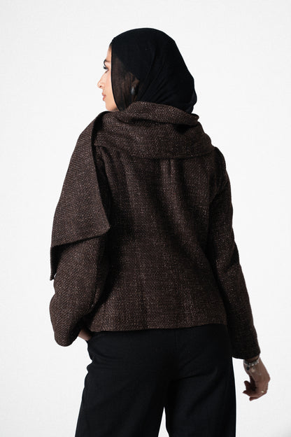 Glam Scarf Jacket in Brown