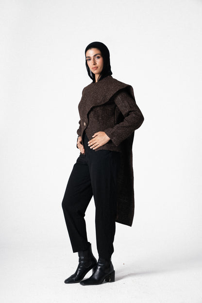 Glam Scarf Jacket in Brown