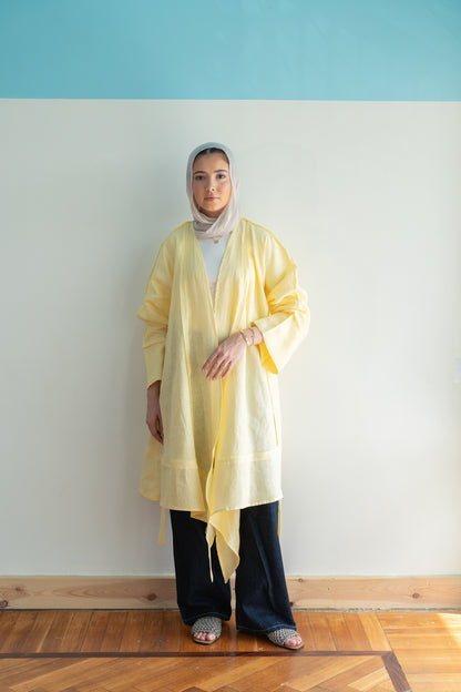 Flow Linen Cardigan in Yellow
