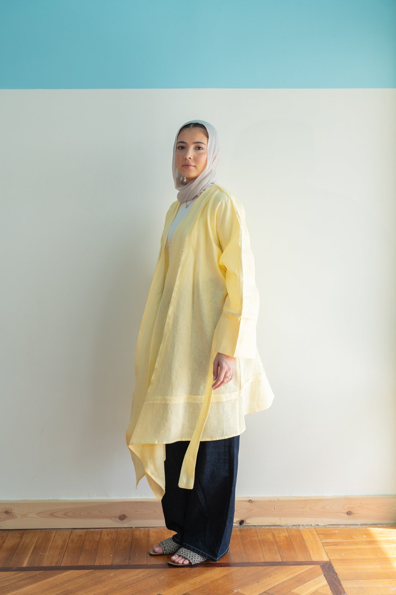 Flow Linen Cardigan in Yellow