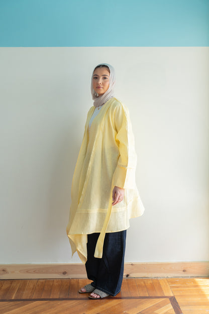 Flow Linen Cardigan in Yellow