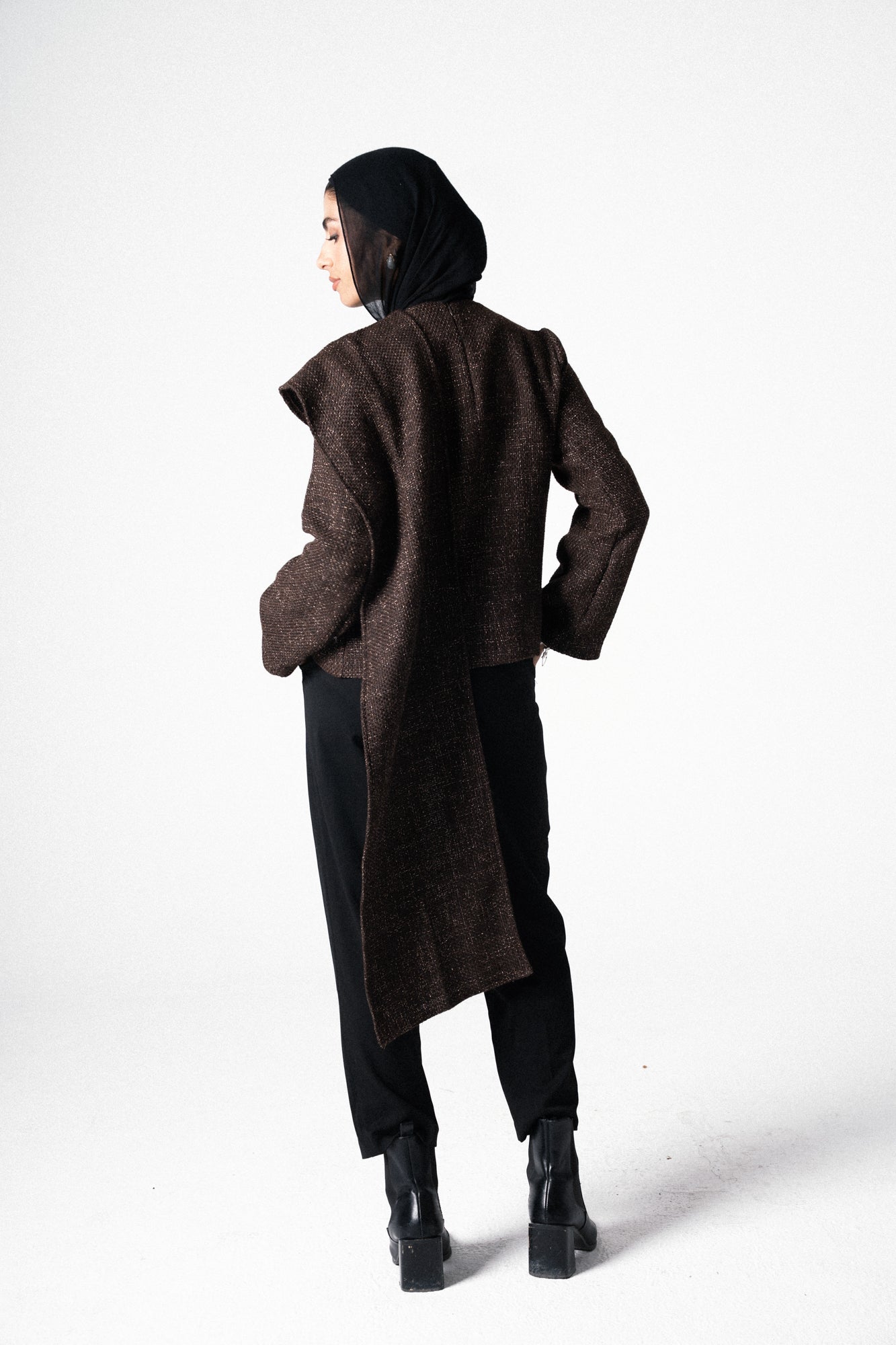 Glam Scarf Jacket in Brown