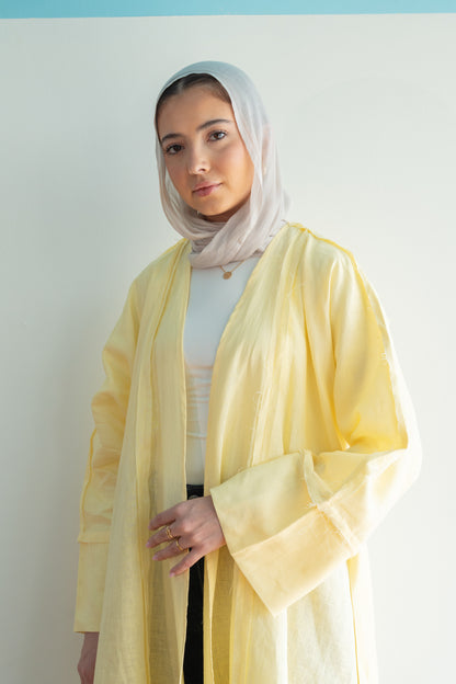 Flow Linen Cardigan in Yellow