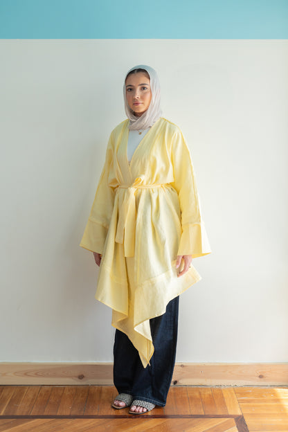 Flow Linen Cardigan in Yellow
