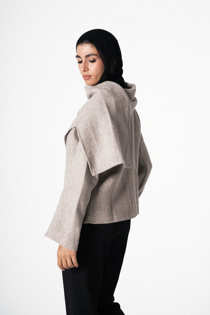 Glam Scarf Jacket in Beige