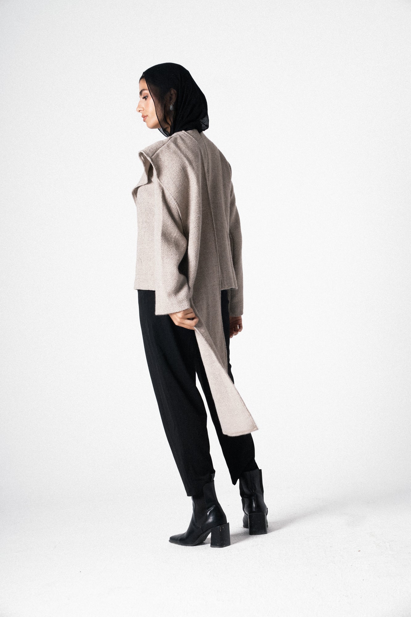 Glam Scarf Jacket in Beige