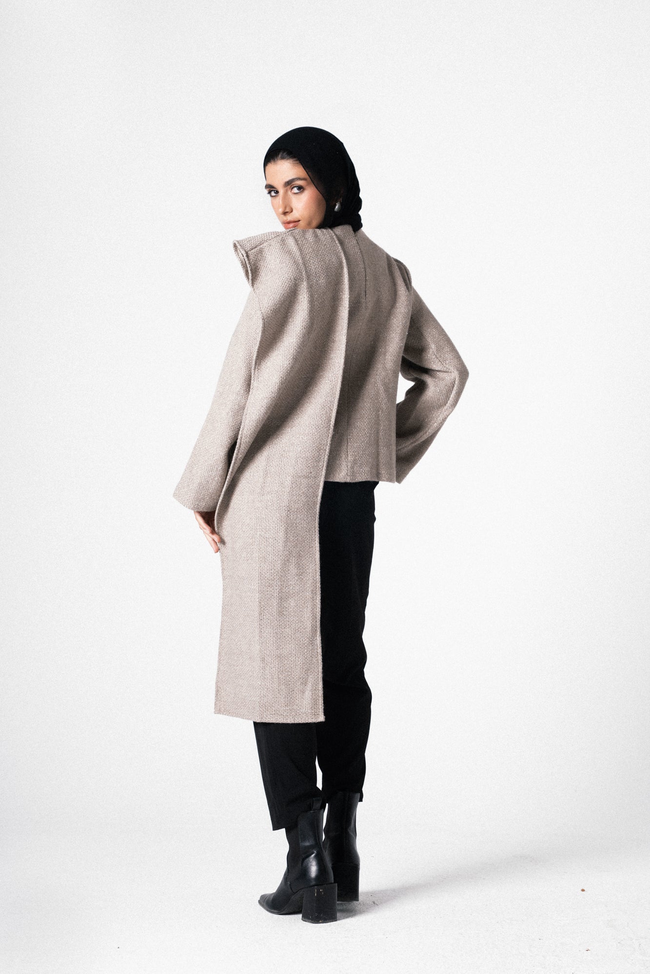 Glam Scarf Jacket in Beige