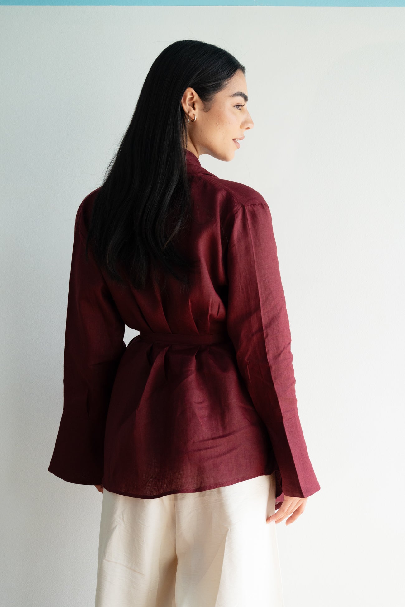 Everyday Linen Cardigan in Burgundy