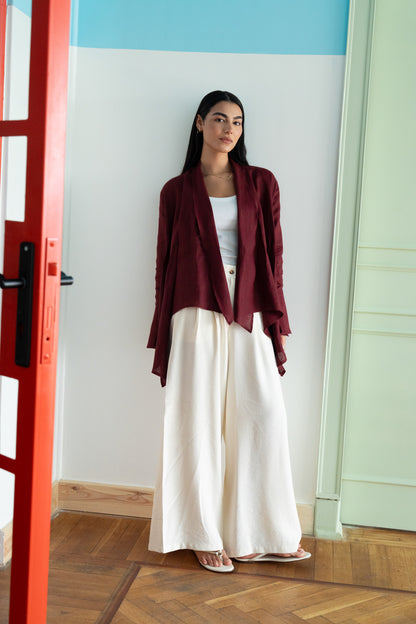 Flow Wide-Leg Pants in Creamy Offwhite