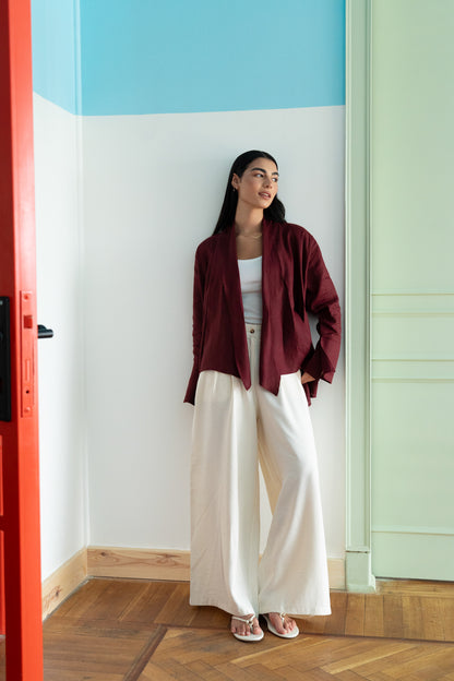 Flow Wide-Leg Pants in Creamy Offwhite