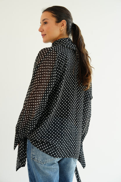 Layali Polka Dots Blouse in Black