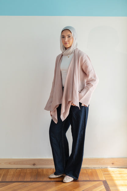 Everyday Linen Cardigan in Pink Rose