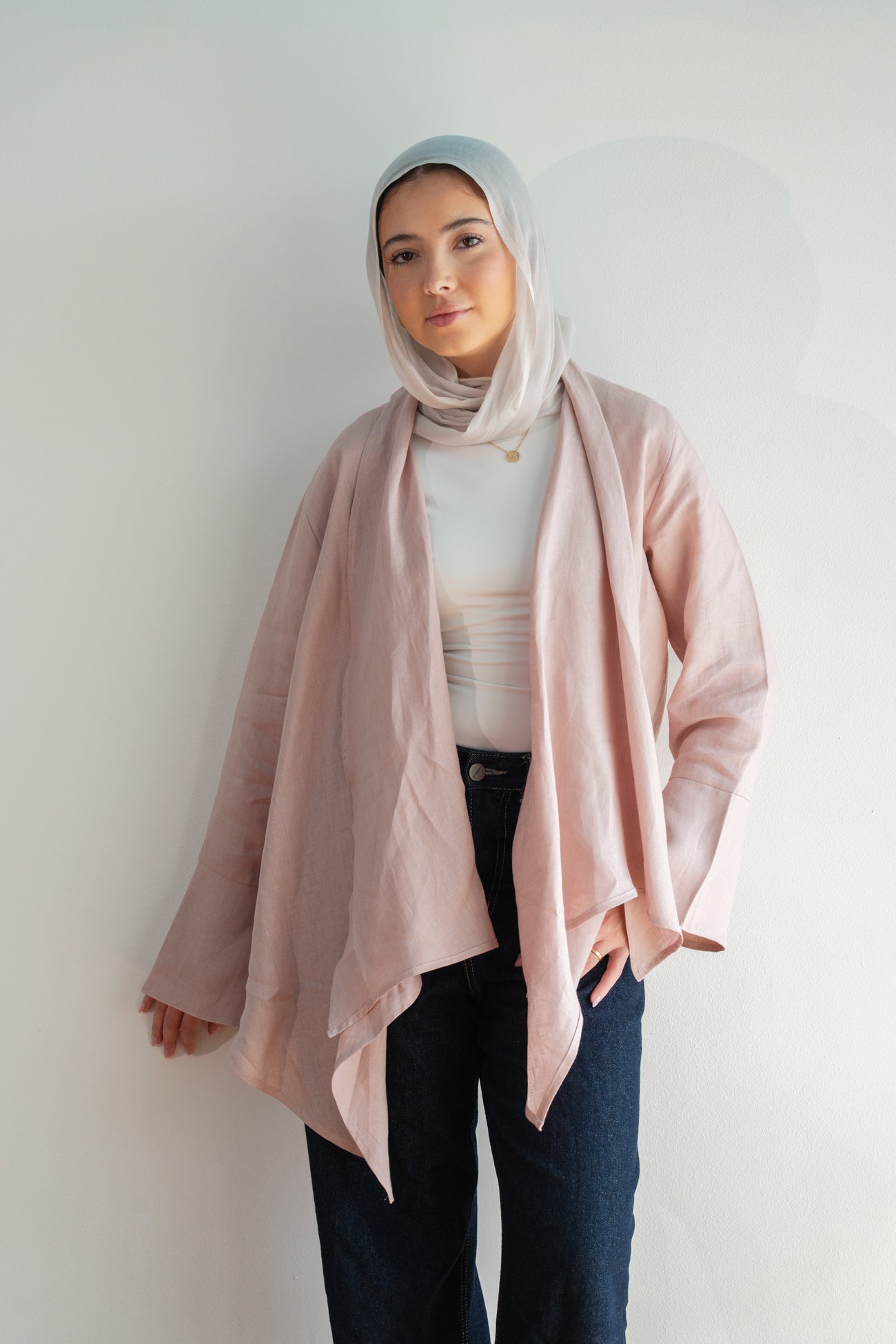 Everyday Linen Cardigan in Pink Rose