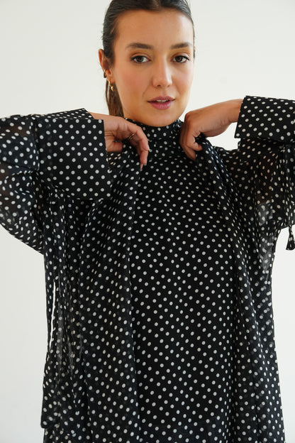 Layali Polka Dots Blouse in Black