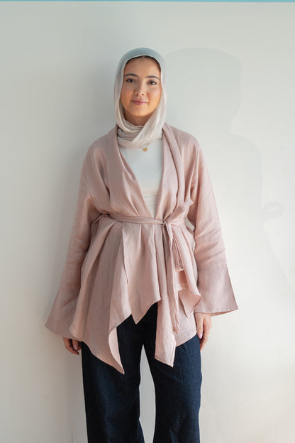 Everyday Linen Cardigan in Pink Rose