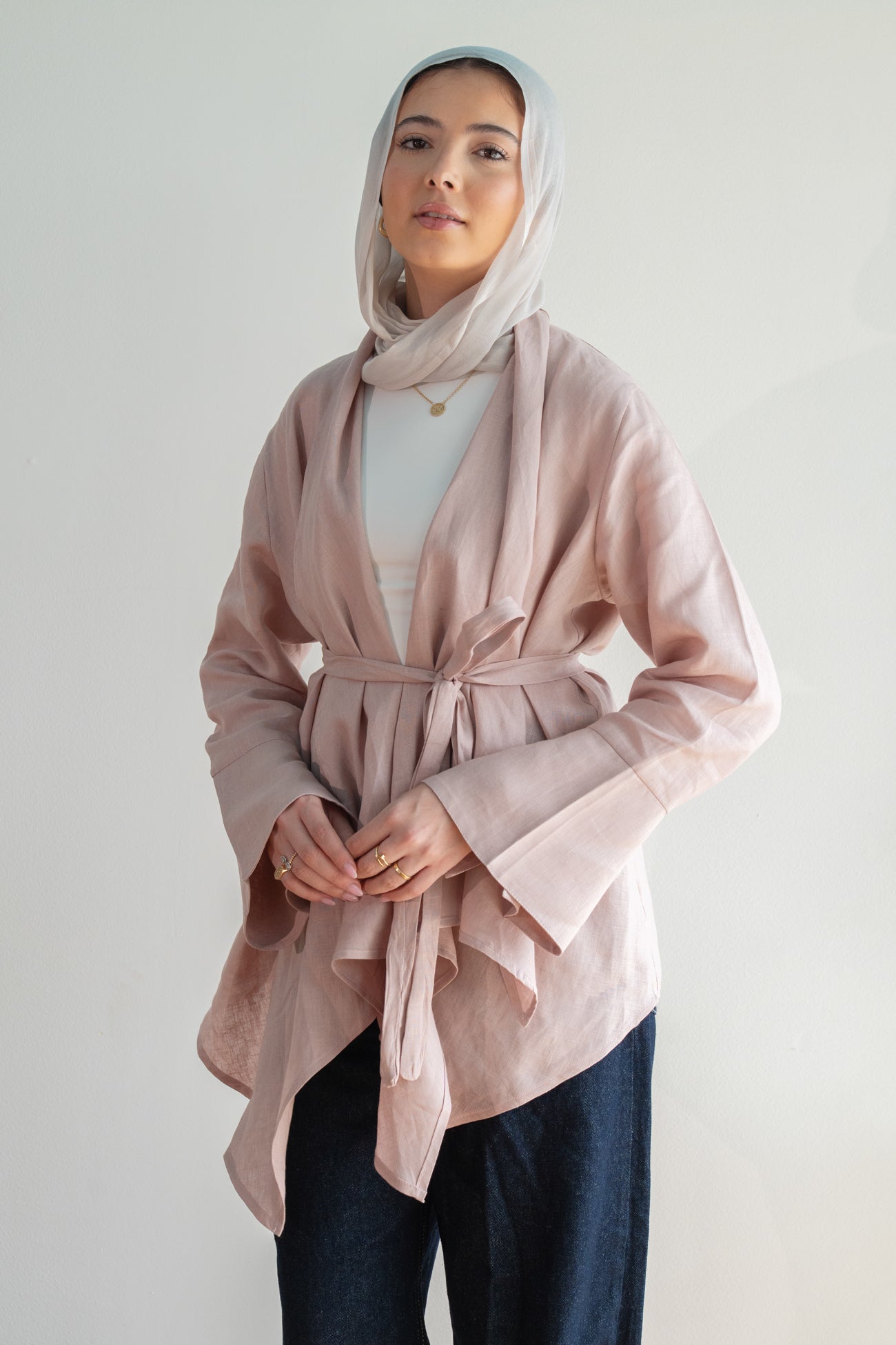 Everyday Linen Cardigan in Pink Rose
