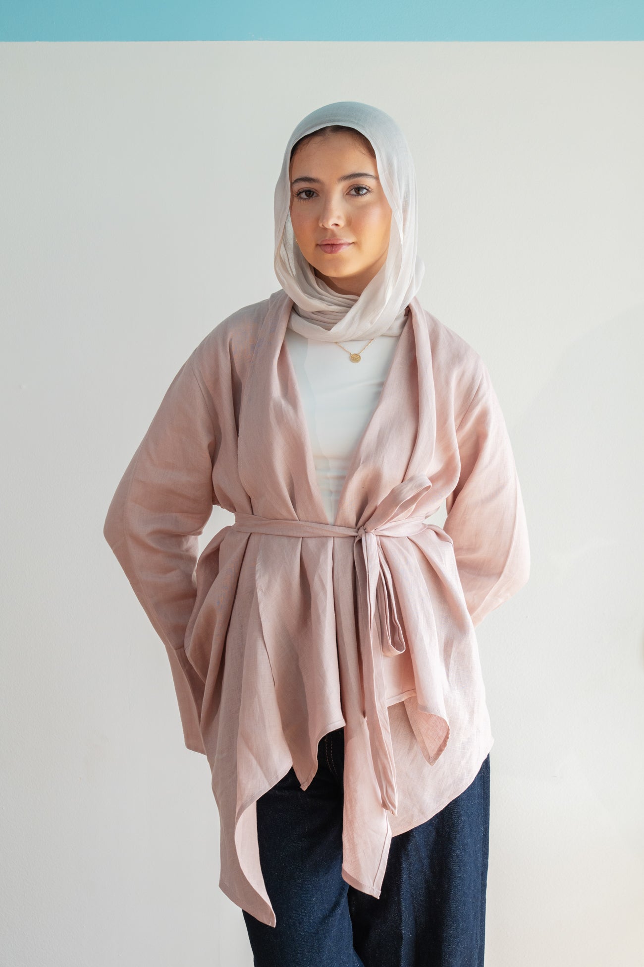Everyday Linen Cardigan in Pink Rose