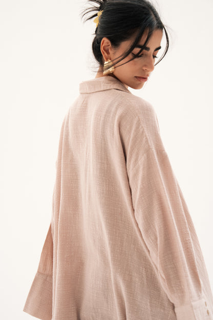 Asymmetric Linen Shirt in Beige