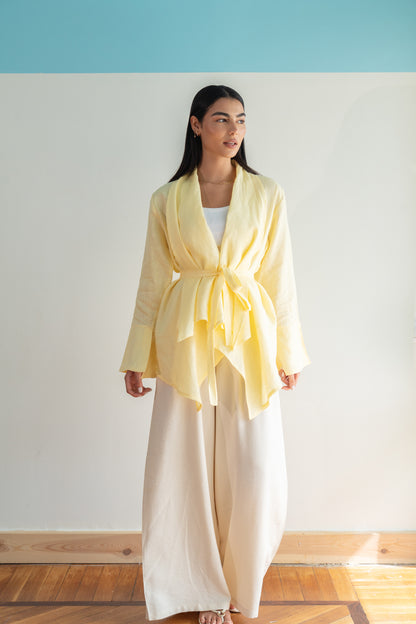 Everyday Linen Cardigan in Yellow