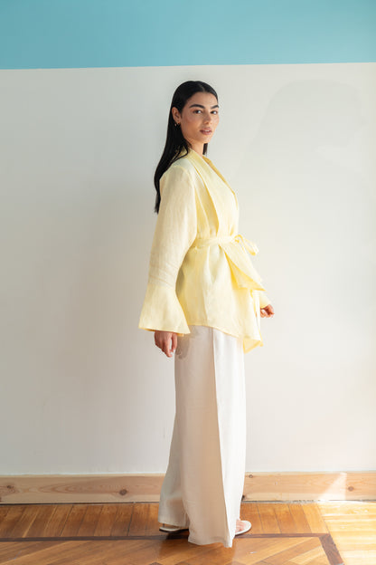 Everyday Linen Cardigan in Yellow