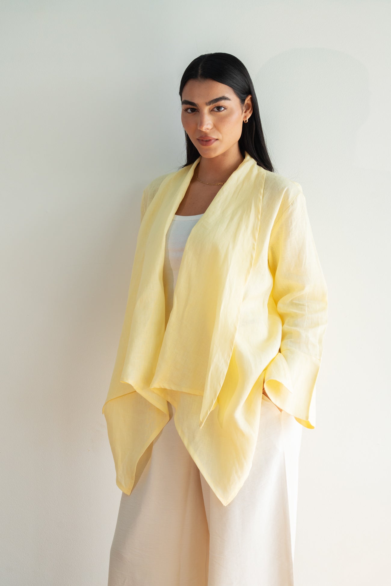 Everyday Linen Cardigan in Yellow