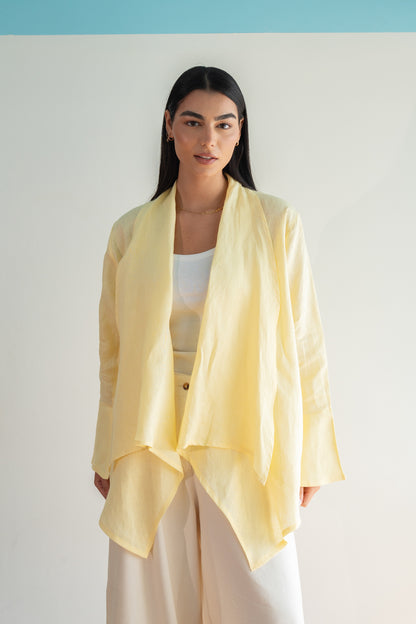 Everyday Linen Cardigan in Yellow